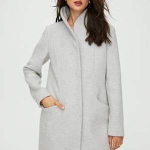 Aritzia Wilfred Cocoon Wool Coat Heather White